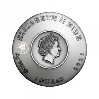 1 dolerio sidabrinė moneta Šaltibarščiai, Niujė 2021