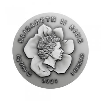 1 dolerio sidabrinė moneta Smalsios Akys, Niujė 2021