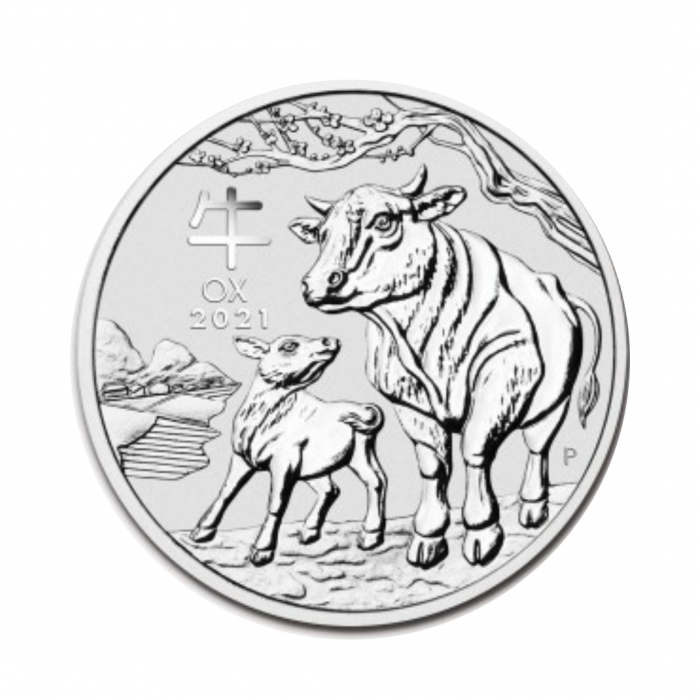 1 kg sidabrinė moneta Lunar III - Jaučio metai, Australija 2021