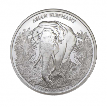1 oz (31.10 g) sidabrinė moneta Azijos dramblys, Kambodža 2023