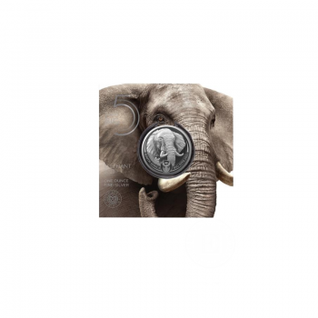 1 oz (31.10 g) sidabrinė moneta Dramblys, Didysis penketas, Pietų Afrikos Respublika 2021