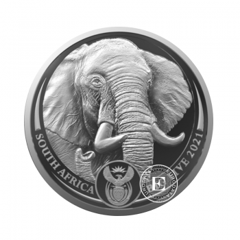 1 oz (31.10 g) sidabrinė moneta Dramblys, Didysis penketas, Pietų Afrikos Respublika 2021