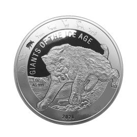 1 oz (31.10 g) sidabrinė moneta Kardadantė katė, Ganos Respublika 2020