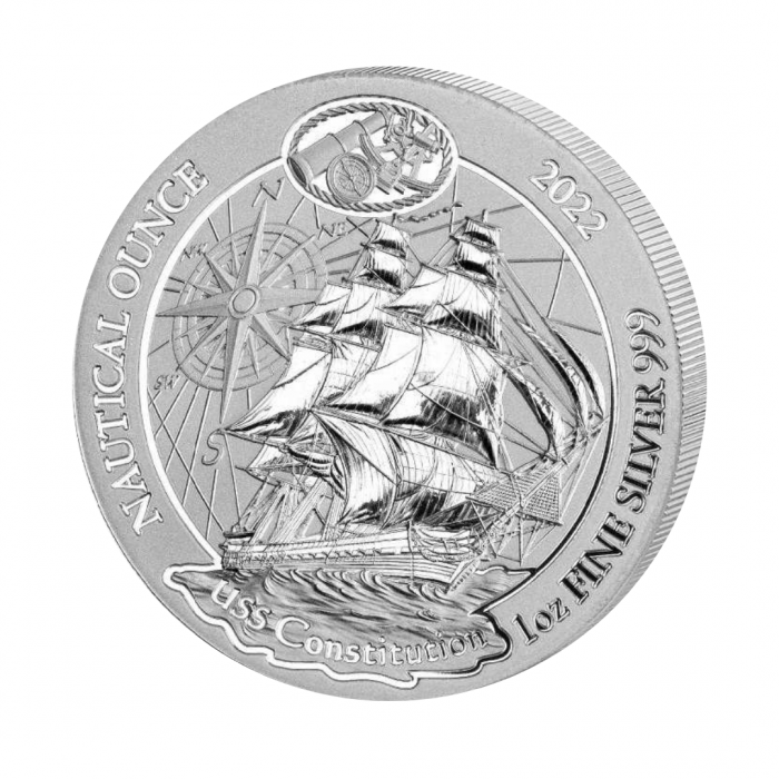 1 oz (31.10 g) silver coin Nautical Ounce - USS Constitution, Rwanda 2022