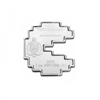 1 oz (31.10 g) sidabrinė moneta PAC-MAN PAC-STACK, Niujė 2021
