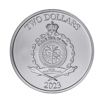 1 oz (31.10 g) sidabrinė moneta Riaumojantys liūtas, Niujė 2023