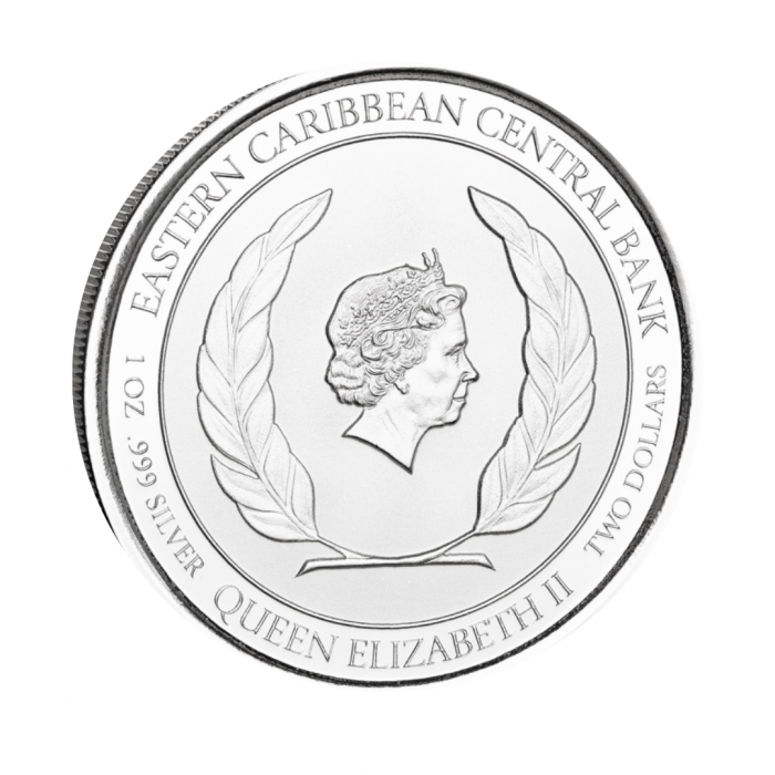 1 oz (31.10 g) srebrna moneta, EC8  St. Lucia, Eastern Caribbean  2022 