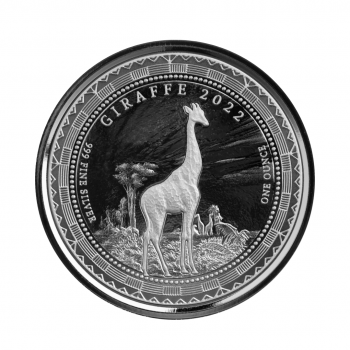 1 oz (31.10 g) sidabrinė moneta Žirafa, Gvinėja 2022
