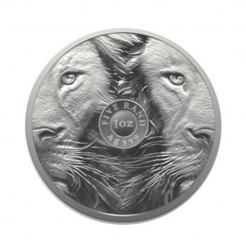1 oz (31.10 g) sidabrinė moneta Liūtas, Didysis penketas, Pietų Afrikos Respublika 2022
