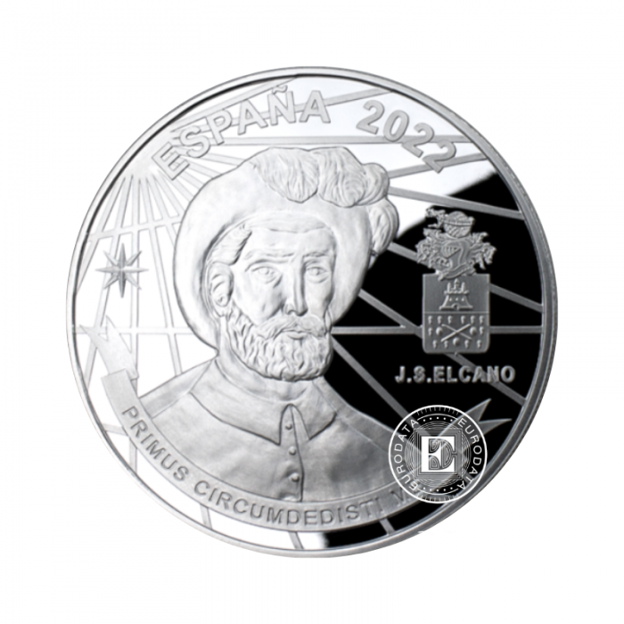 10 eur silbermünze farbig The first boat trip around the world, Spanien 2022