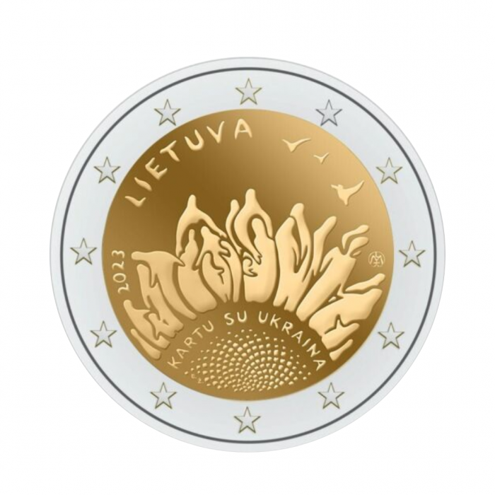 2 Eur moneta kortelėje Kartu su Ukraina, Lietuva 2023