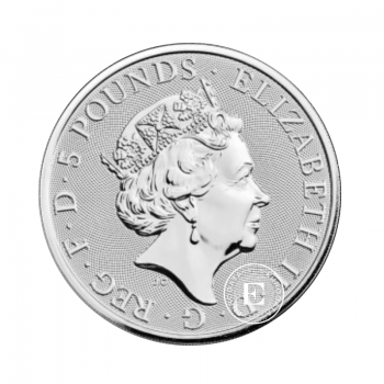 2 oz (62.20 g) sidabrinė moneta Queen's Beasts, The Falcon of the Plantagenets, D. Britanija 2019