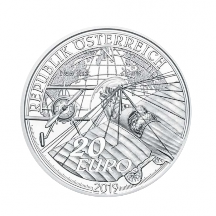20 eurų sidabrinė moneta Motorinio skrydžio era, Austrija 2019
