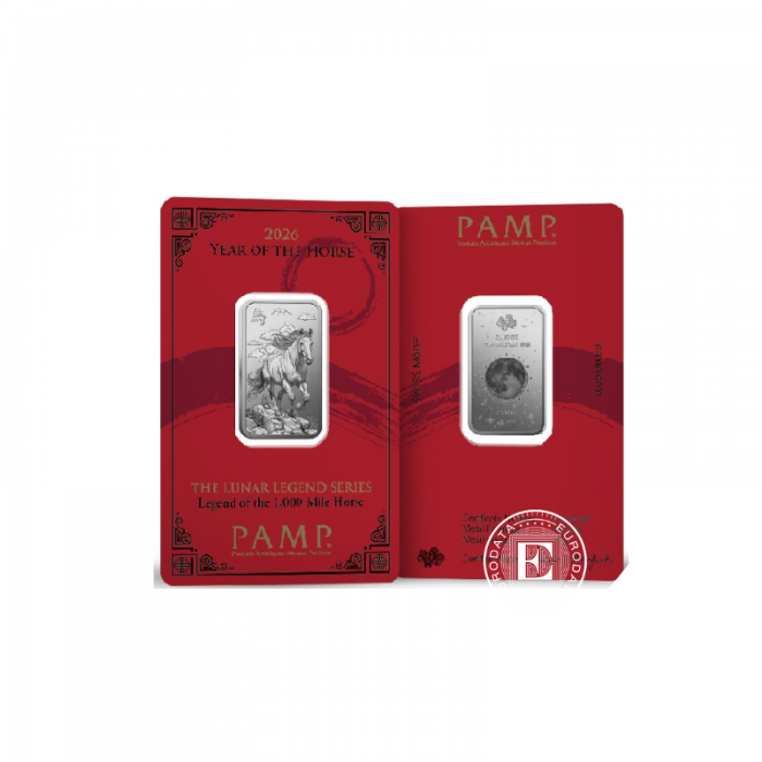 10 g sidabro luitas Lunar - Arklio metai, PAMP 999.9