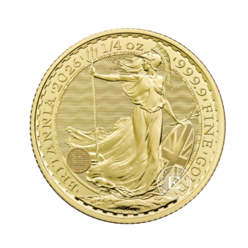1/4 oz (7.78  g) auksinė moneta Britannia - Karalius Charlesas III, Didžioji Britanija 2026