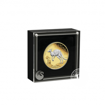 2 oz (62.20 g) sidabrinė moneta Kengūra, Australija 2024 (dalinai paauksuota, su sertifikatu)