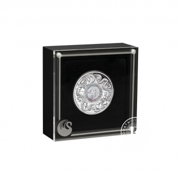 2 oz (62.20 g) sidabrinė PROOF moneta Mother of Pearl Double Dragon, Australija 2024 (su sertifikatu)