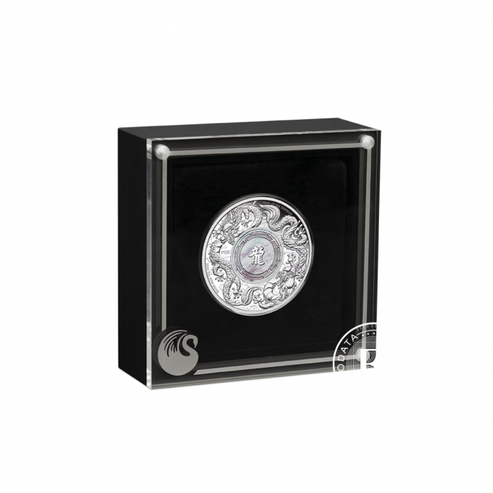 2 oz (62.20 g) silbermünze PROOF Mother of Pearl Double Dragon, Australien 2024 (mit Zertifikat)