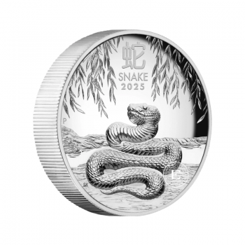 1 oz (31.10 g) sidabrinė PROOF moneta Lunar III -  Gyvatės metai, Australija 2025 (aukštas reljefas)
