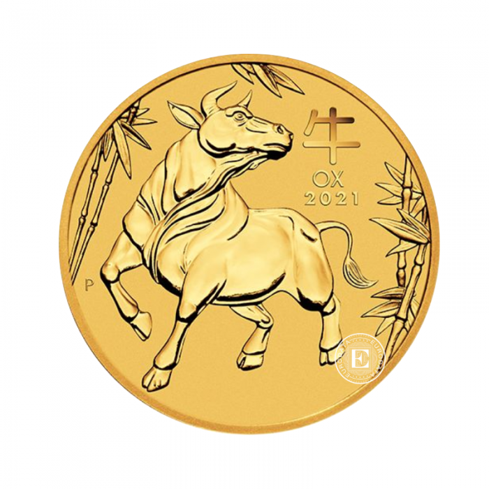 1/20 oz (1.55 g) auksinė moneta Lunar III - Jaučio metai, Australija 2021