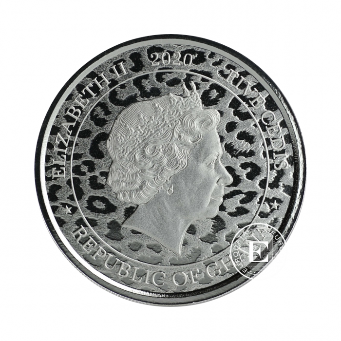 1 oz (31.10 g) sidabrinė moneta Afrikinis leopardas, Ganos Respublika 2020
