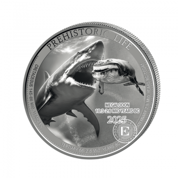 1 oz (31.10 g) sidabrinė moneta Prehistoric Life II - Megalodon, Kongo Respublika 2025
