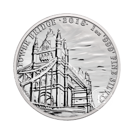 1 oz (31.10 g) sidabrinė moneta Tower Bridge, Didžioji Britanija 2018