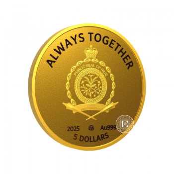 5 dolerio (3.11 g) auksinė PROOF moneta Angeliuko brolis, Niujė 2025