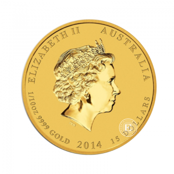1/10 oz (3.11 g) auksinė moneta Lunar II -  Arklio metai, Australija 2014