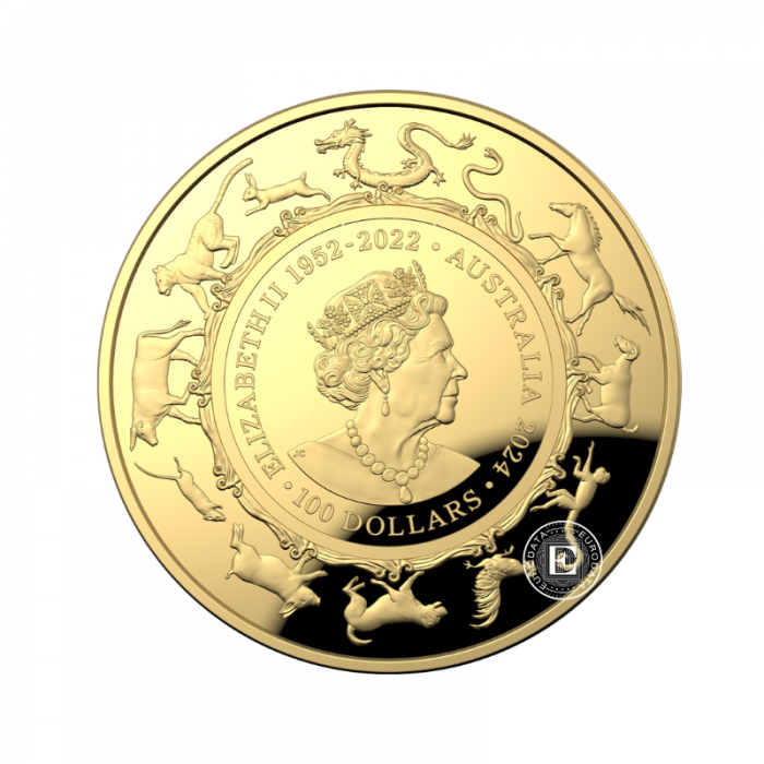 1 oz (31.10 g) pièce d'or Lunar III -Year of  Dragon - RAM, Australie 2024