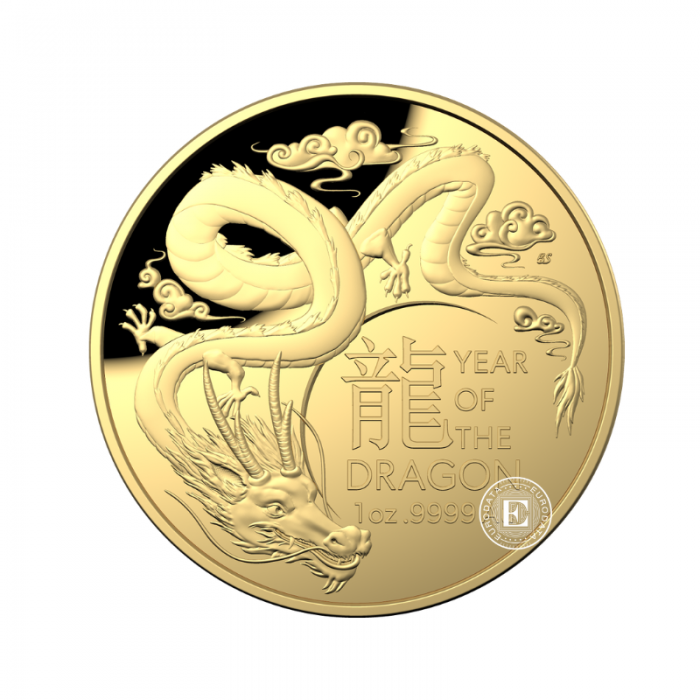 1 oz (31.10 g) pièce d'or Lunar III -Year of  Dragon - RAM, Australie 2024