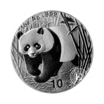 1 oz (31.10 g) sidabrinė moneta Panda, Kinija 2002