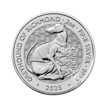 2 oz (62.20 g) sidabrinė moneta Tudor Beasts - Greyhound of Richmond, Didžioji Britanija 2025