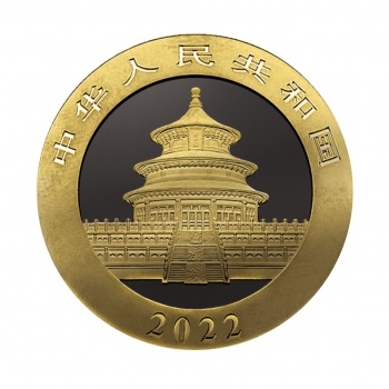 30 g  silver colorised coin Panda, Golden night, China 2022