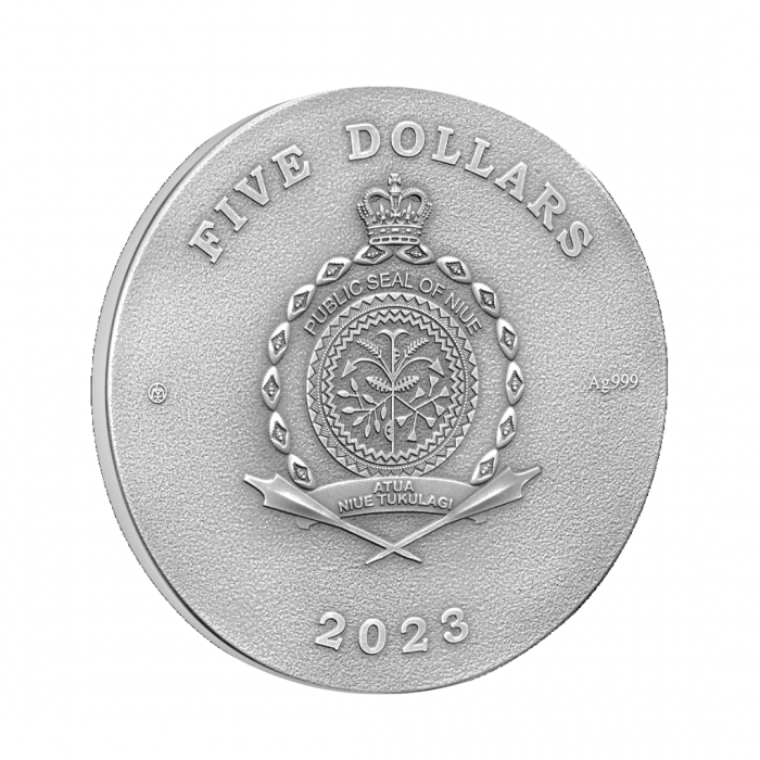 5 dolerių (62.20 g) sidabrinė moneta Ponia liepsna, Niujė 2023