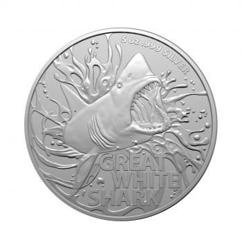 5 oz (155.50 g) silver coin Australia's Most Dangerous - Great White Shark , Australia 2022