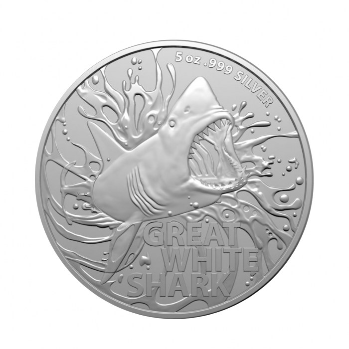 5 oz (155.50 g) silver coin Australia's Most Dangerous - Great White Shark , Australia 2022