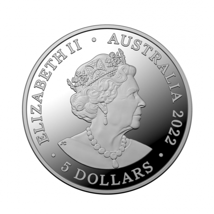 5 oz (155.50 g) sidabrinė moneta Didysis baltasis ryklys, Australija 2022