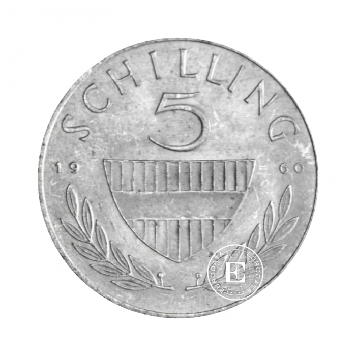 5 šilingų (5.20 g) sidabrinė moneta, Austrija mix metai