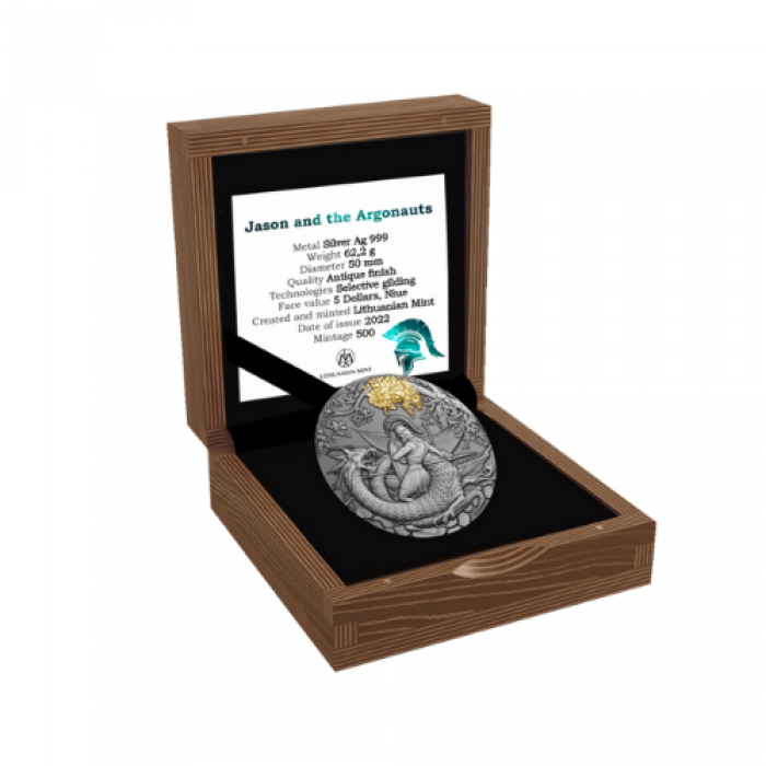 5 dolerių sidabrinė moneta Jasonas ir Argonautai, Niujė 2022