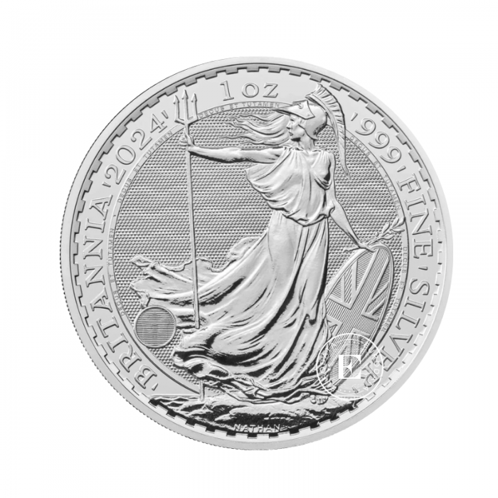 1 oz (31.10 g) sidabrinė moneta Britannia, Didžioji Britanija (atsitiktiniai metai)