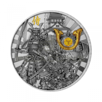 2 oz (62.20 g) sidabrinė monata Samurajus, Niujė 2019