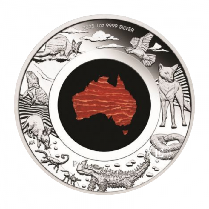 1 oz (31.10 g) srebrna PROOF kolorowa moneta Snakeskin Jasper, Australia 2025 (z certyfikatem)