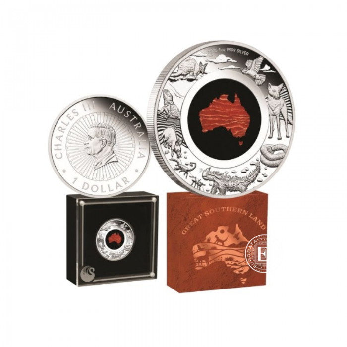 1 oz (31.10 g) srebrna PROOF kolorowa moneta Snakeskin Jasper, Australia 2025 (z certyfikatem)