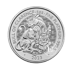 1 oz (31.10 g) platynowa moneta The Royal Tudor Beasts - Black Bull of Clarence, Wielka Brytania, 2023