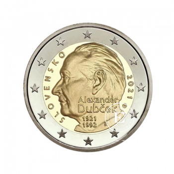 2 Eur moneta Alexander Dubček, Slovakija 2021