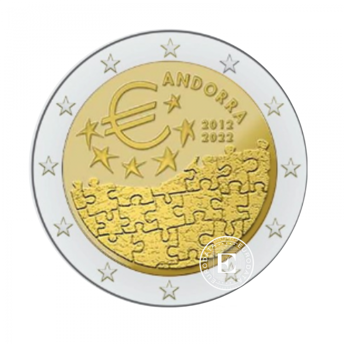 2 Eur moneta na karcie monetarnej Kontrakt walutowy, Andora 2022