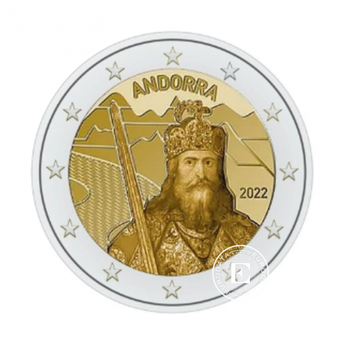 2 Eur coin on coincard Legend of Charlemagne, Andorra 2022