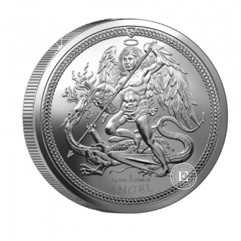 1 oz  (31.10 g) sidabrinė moneta The Angel, Meno sala 2024