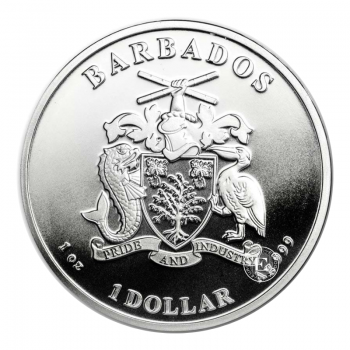 1 oz (31.10 g) sidabrinė moneta Karibų jūrų arkliukas, Barbadosas 2019